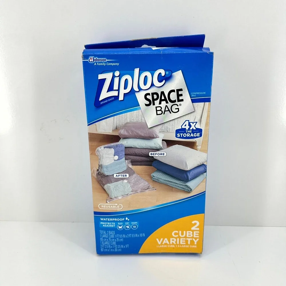Ziploc Space Bag Cube Variety Pack 2 Count Large and Extra Large Reusable NEW